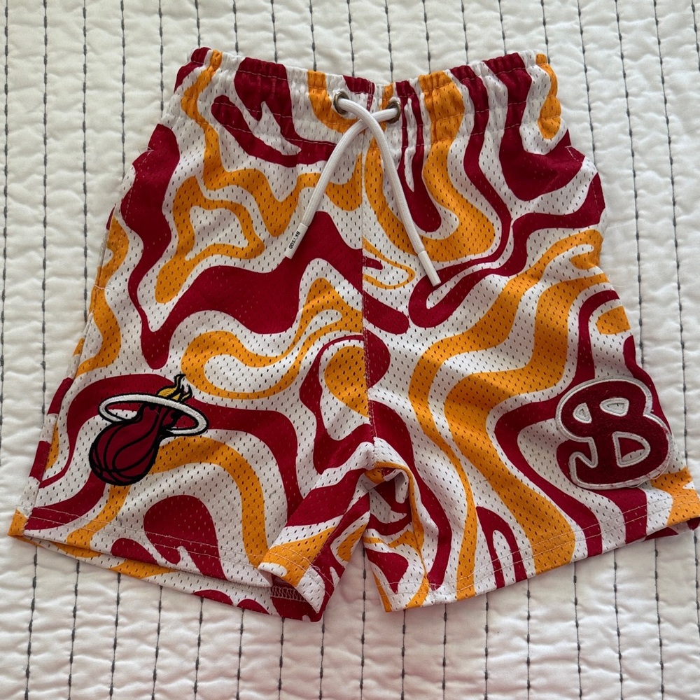 Red and Yellow Swirl Patterned Shorts